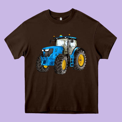 Western Farm Tractor Blue Heavy Core Tee Designed By Artiststas