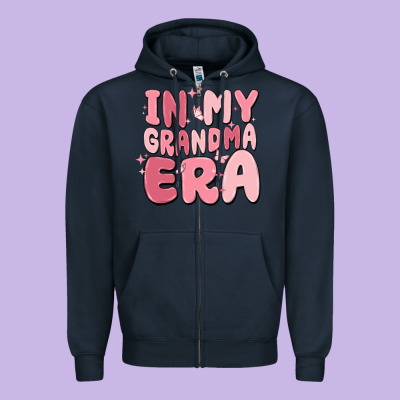 In My Grandma Era Zipper Hoodie Designed By Maliassmallbusiness