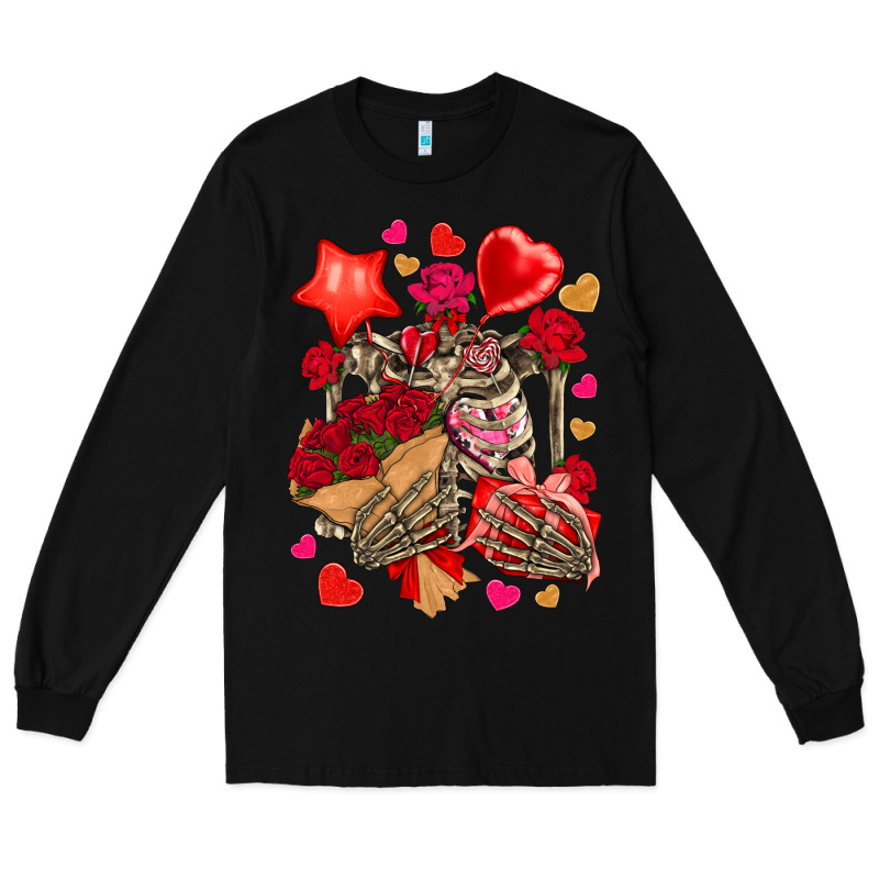 Valentines Day Skeleton Long Sleeve Tee by NancyCooperArtShop | Teevron