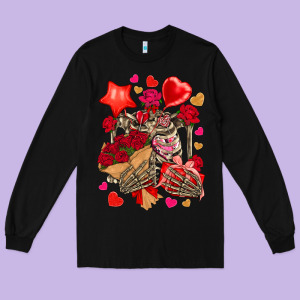 Valentines Day Skeleton Long Sleeve Tee Designed By Nancycooperartshop