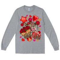 Heather Grey valentines day skeleton Long Sleeve Tee - NancyCooperArtShop