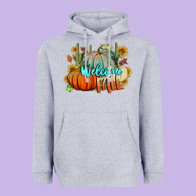 Welcome Fall Pumpkins Heavyweight Hoodie Designed By Bundleandbundleshop