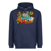 Navy Welcome Fall Pumpkins Heavyweight Hoodie - BundleAndBundleShop