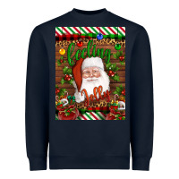 Navy Christmas Feeling Jolly Santa Heavyweight Sweatshirt - Artiststas