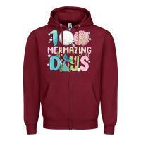 Burgundy 100 mermazing days Zipper Hoodie - MaliasSmallBusiness