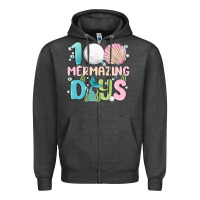 Charcoal Heather 100 mermazing days Zipper Hoodie - MaliasSmallBusiness