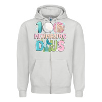 Dove Grey 100 mermazing days Zipper Hoodie - MaliasSmallBusiness