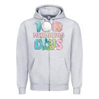 Heather Grey 100 mermazing days Zipper Hoodie - MaliasSmallBusiness