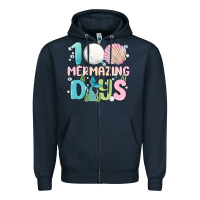 Navy 100 mermazing days Zipper Hoodie - MaliasSmallBusiness