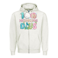 Oatmeal Heather 100 mermazing days Zipper Hoodie - MaliasSmallBusiness