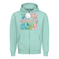 Seafoam 100 mermazing days Zipper Hoodie - MaliasSmallBusiness