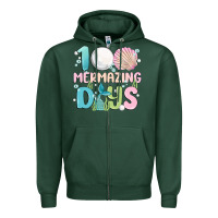Sports Green 100 mermazing days Zipper Hoodie - MaliasSmallBusiness