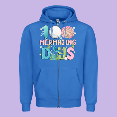 100 Mermazing Days Zipper Hoodie Designed By Maliassmallbusiness