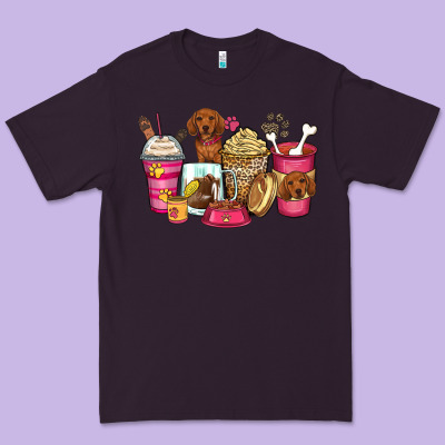 Dachshund Coffee Cups Premium Tee Designed By Zillion Design Studio