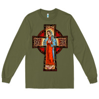 Army Green lady of guadalupe leopard cross Long Sleeve Tee - BarkalooDesign