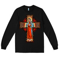 Black lady of guadalupe leopard cross Long Sleeve Tee - BarkalooDesign