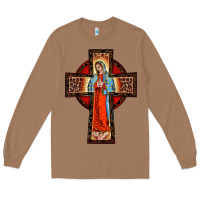 Toasted Coconut lady of guadalupe leopard cross Long Sleeve Tee - BarkalooDesign