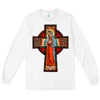 White lady of guadalupe leopard cross Long Sleeve Tee - BarkalooDesign