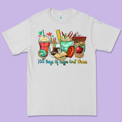 100 Days Of Coffee And Chaos Coffee Cups Premium Tee Designed By Zillion Design Studio