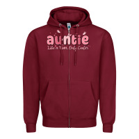 Burgundy auntie like a mom only cooler Zipper Hoodie - MaliasSmallBusiness