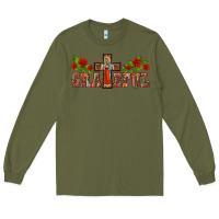 Army Green grateful guadalupe cross Long Sleeve Tee - BarkalooDesign