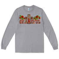 Heather Grey grateful guadalupe cross Long Sleeve Tee - BarkalooDesign