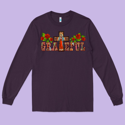 Grateful Guadalupe Cross Long Sleeve Tee Designed By Barkaloodesign