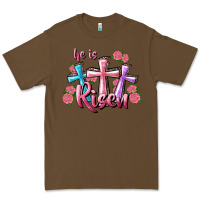 Cacao He Is Risen Cross Premium Tee - RanaPortraitStore