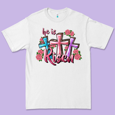 Premium Tee He Is Risen Cross
