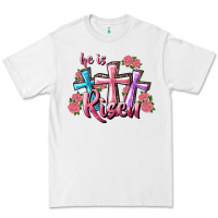 White He Is Risen Cross Premium Tee - RanaPortraitStore