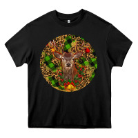Black Christmas Reindeer Heavy Core Tee - RanaPortraitStore