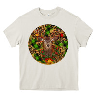 Cream Christmas Reindeer Heavy Core Tee - RanaPortraitStore