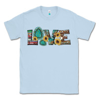 Dusty Blue western gemstone sunflowers serape leopard turquoise love Classic Tee - Artiststas