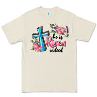 Bone He Is Risen Indeed Cross And Flowers Premium Tee - RanaPortraitStore