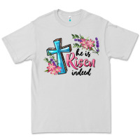 He Is Risen Indeed Cross And Flowers Premium Tee | Teevron