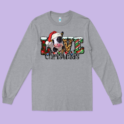 Love Christmas Cow Long Sleeve Tee Designed By Jasminsmagicworld