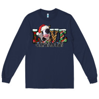 Navy love Christmas cow Long Sleeve Tee - Jasminsmagicworld