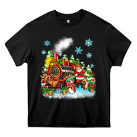 Christmas Santa And Friends Train Heavy Core Tee | Teevron