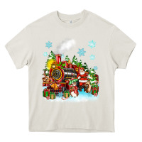 Cream christmas santa and friends train Heavy Core Tee - Zillion Design Studio