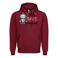 Burgundy little love machine Zipper Hoodie - MaliasSmallBusiness