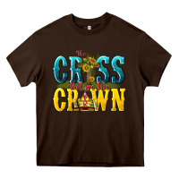 Chocolate Brown the cross before the crown Heavy Core Tee - texasbilliewilder