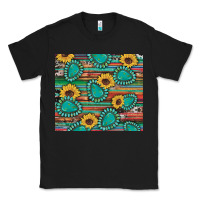 Black western gemstone sunflowers serape cowhide glitter wooden Classic Tee - Artiststas