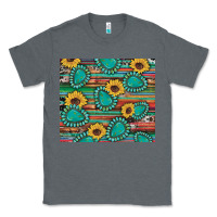 Charcoal Heather western gemstone sunflowers serape cowhide glitter wooden Classic Tee - Artiststas