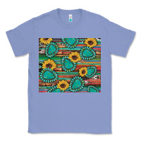 Colony Blue western gemstone sunflowers serape cowhide glitter wooden Classic Tee - Artiststas
