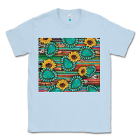 Dusty Blue western gemstone sunflowers serape cowhide glitter wooden Classic Tee - Artiststas