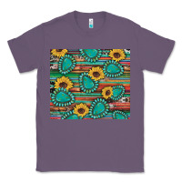 Lavender western gemstone sunflowers serape cowhide glitter wooden Classic Tee - Artiststas