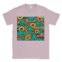 Lilac western gemstone sunflowers serape cowhide glitter wooden Classic Tee - Artiststas