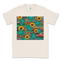 Natural western gemstone sunflowers serape cowhide glitter wooden Classic Tee - Artiststas