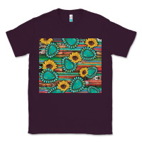 Plum western gemstone sunflowers serape cowhide glitter wooden Classic Tee - Artiststas