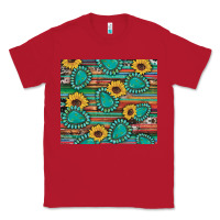 Red western gemstone sunflowers serape cowhide glitter wooden Classic Tee - Artiststas